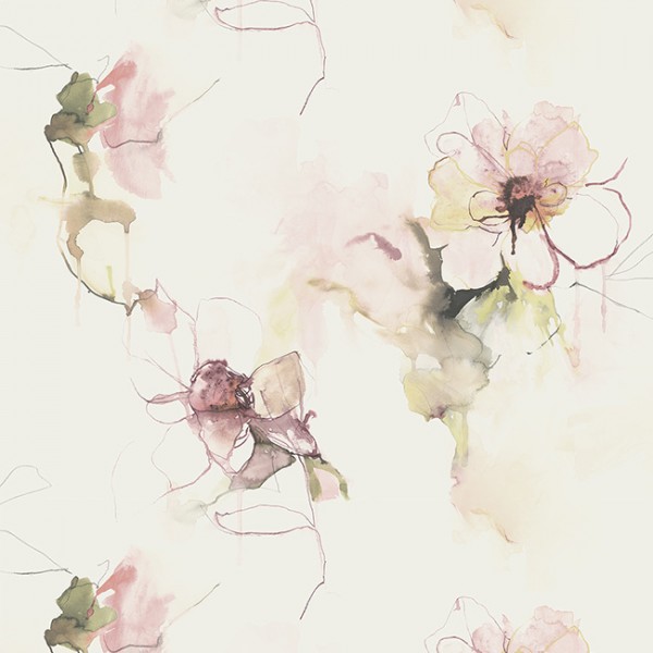 Wallpaper white Watercolor Florals-229340