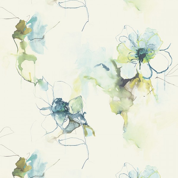 Wallpaper white Watercolor Florals-331871