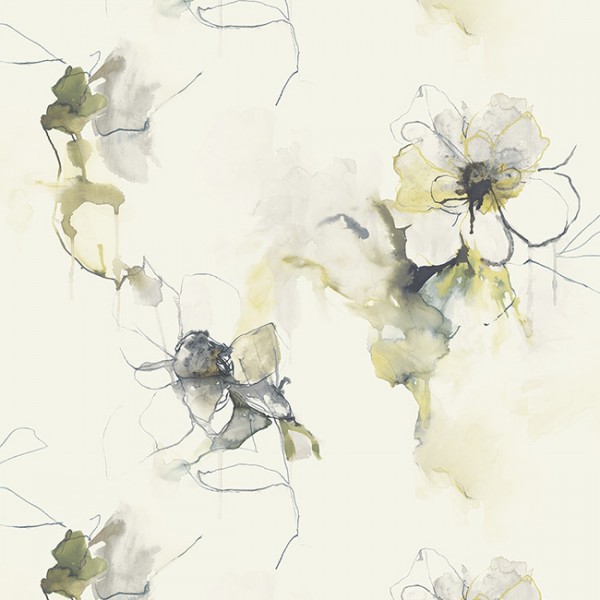 Wallpaper white Watercolor Florals-115009