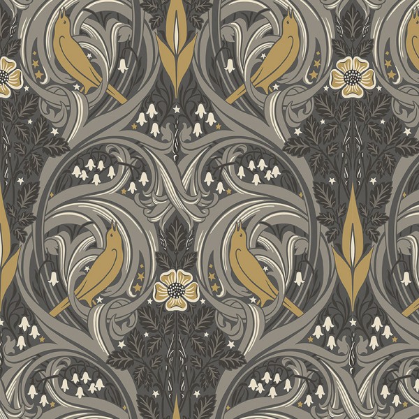 Floral wallpaper Bird Scroll-190107