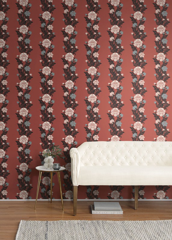 Floral wallpaper Blooming Stripe-168751