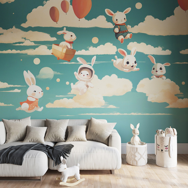 Murals Kids theme Playing Bunnies-334341