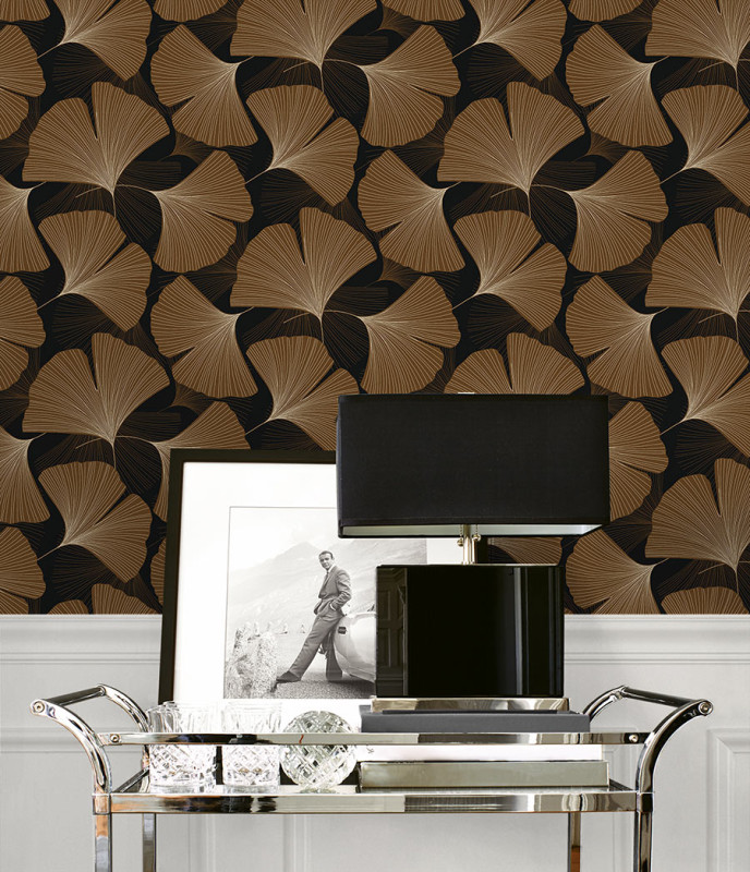 Peel and Stick Wallpaper Tossed Ginkgo Leaf-335131