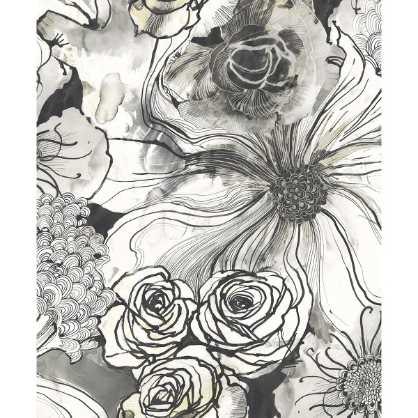 Peel and Stick Wallpaper Ink Rose-175022