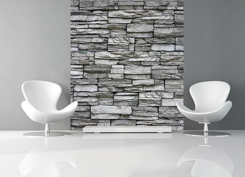 Fototapeten Stein Imitation Grey Brick Wall-895535